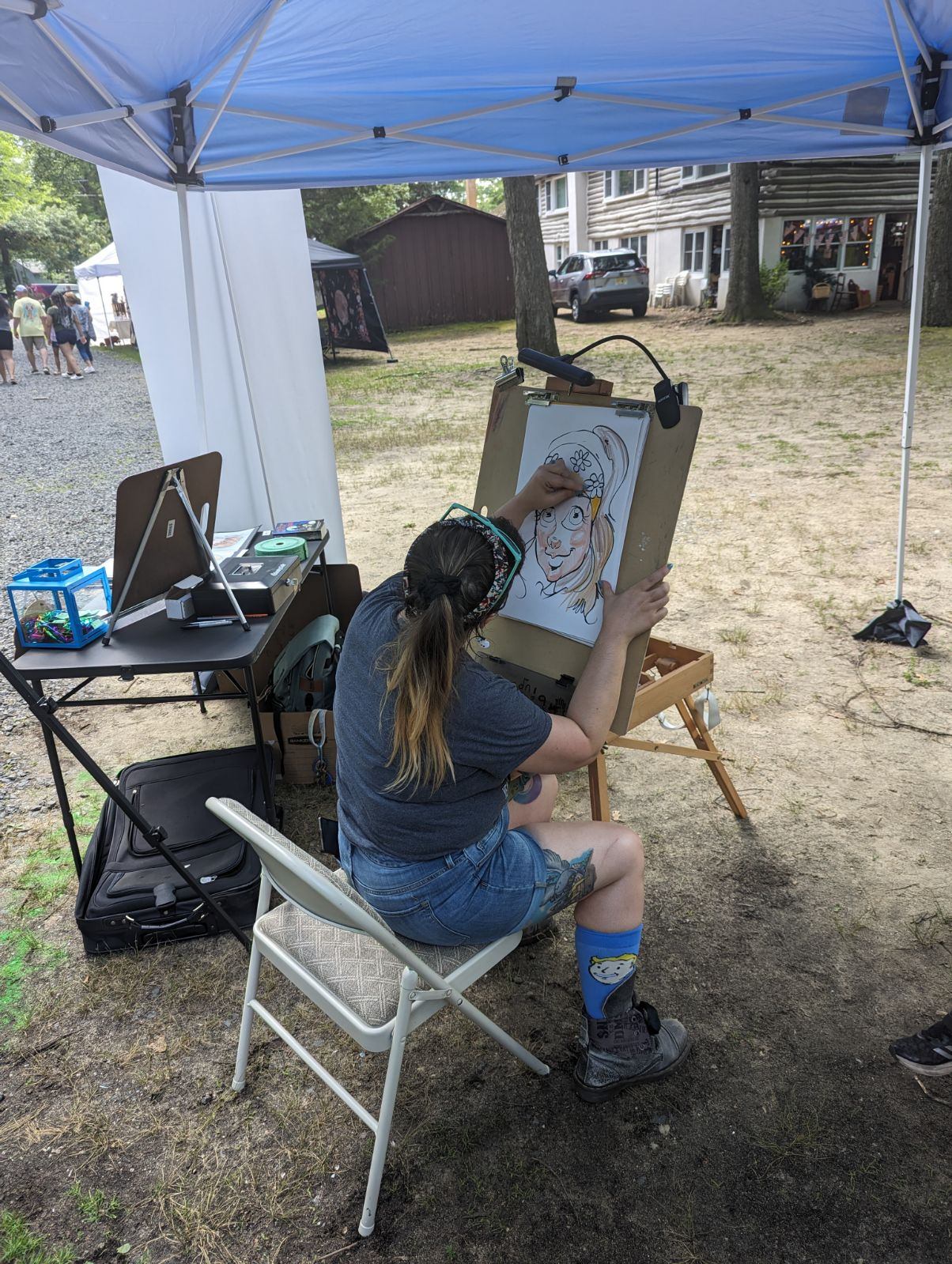 Live caricature sketch in progress